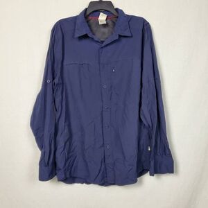 Mens The North Face Large Navy Button Front Fishing Shirt